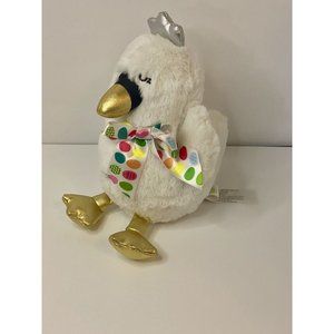Animal‎ Adventure White Swan Gold Feet Silver Crown Easter Bow Plush 2019 9"
